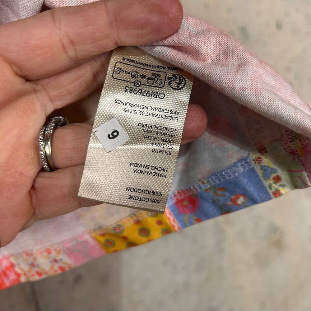 Free people coral lavender yellow floral patchwork midi skirt bralette set large - Picture 6 of 13